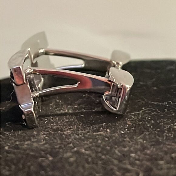 Vintage-1930s-1” x 1” engravable rectangular polished stainless steel cuff links - Picture 7 of 15